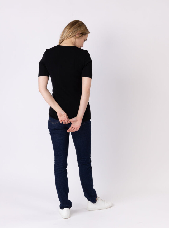 Maison-solfin - Tee-shirt thermique femme en laine merinos noir – 5