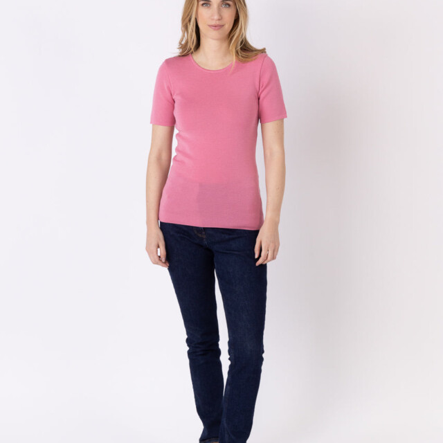 Maison-solfin - Tee-shirt thermique femme en laine merinos rose fard – 4
