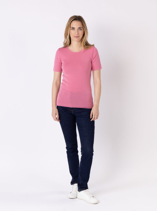Maison-solfin - Tee-shirt thermique femme en laine merinos rose fard – 4