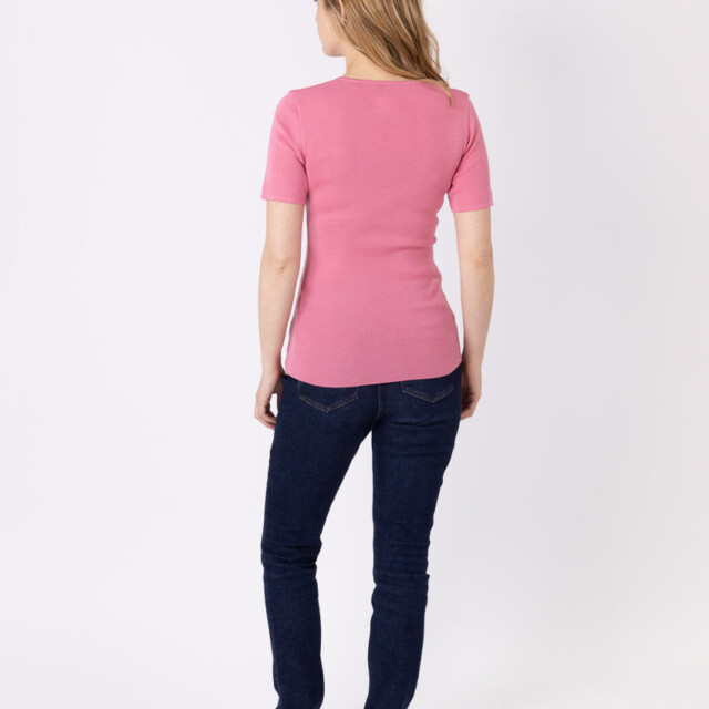 Maison-solfin - Tee-shirt thermique femme en laine merinos rose fard – 4