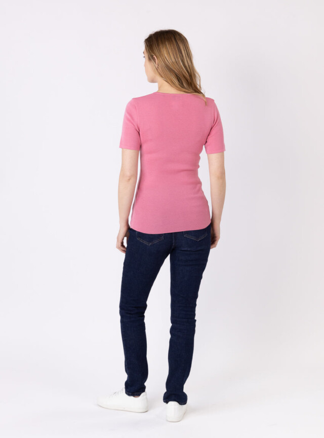 Maison-solfin - Tee-shirt thermique femme en laine merinos rose fard – 4