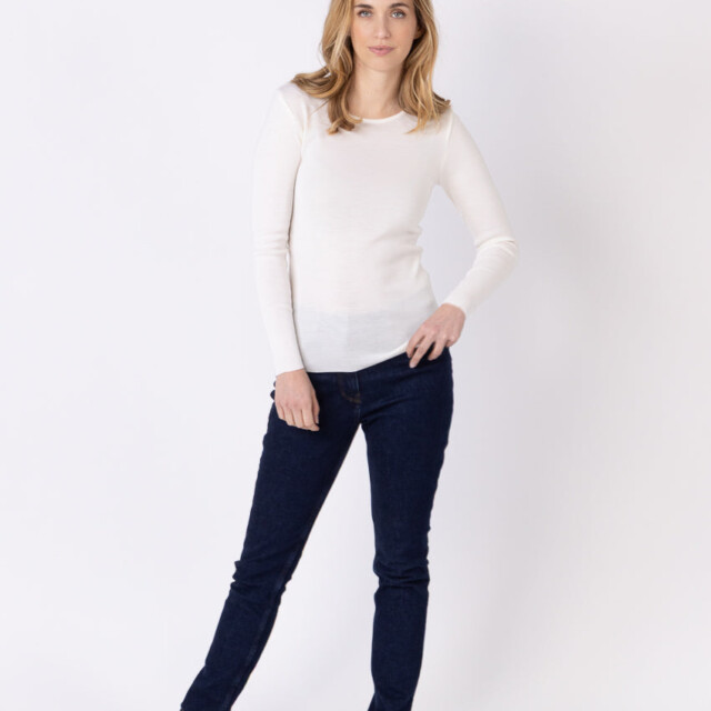 Maison-solfin - Tee-shirt thermique manches longues femme en laine merinos blanc naturel – 5
