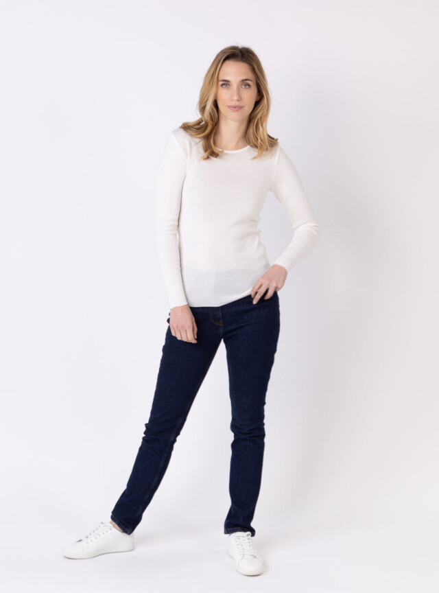 Maison-solfin - Tee-shirt thermique manches longues femme en laine merinos blanc naturel – 5