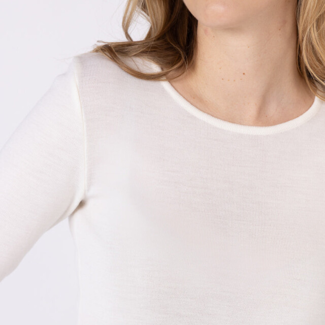 Maison-solfin - Tee-shirt thermique manches longues femme en laine merinos blanc naturel – 5