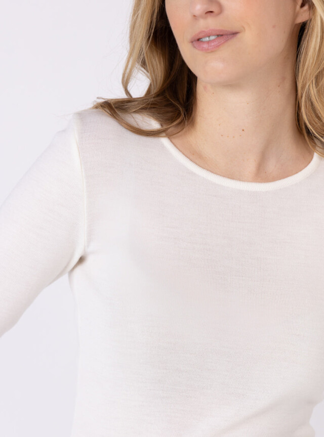 Maison-solfin - Tee-shirt thermique manches longues femme en laine merinos blanc naturel – 5
