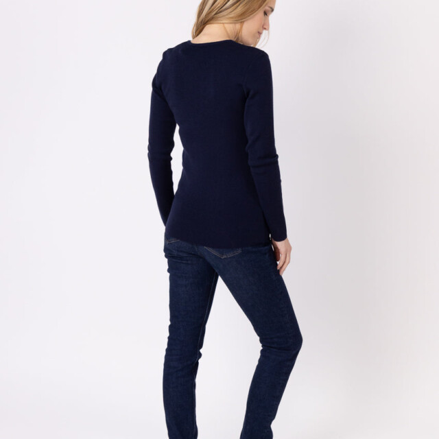 Maison-solfin - Tee-shirt thermique manches longues femme en laine merinos bleu marine – 5