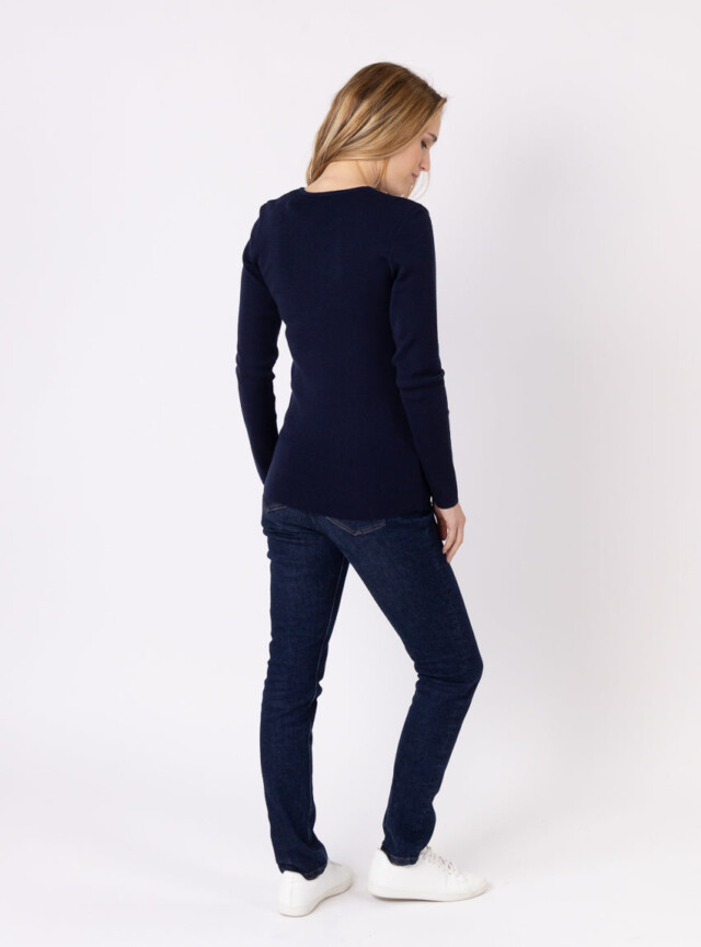 Maison-solfin - Tee-shirt thermique manches longues femme en laine merinos bleu marine – 5