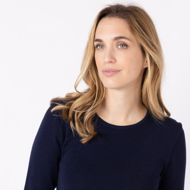 Maison-solfin - Tee-shirt thermique manches longues femme en laine merinos bleu marine – 5