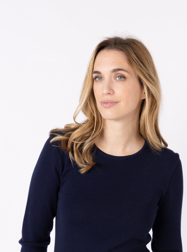 Maison-solfin - Tee-shirt thermique manches longues femme en laine merinos bleu marine – 5