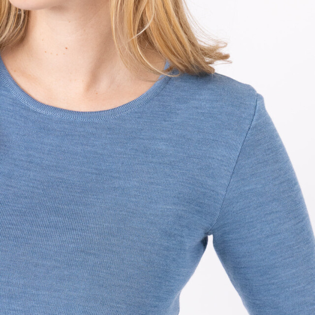 Maison-solfin - Tee-shirt thermique manches longues femme en laine merinos bleu nordique – 5