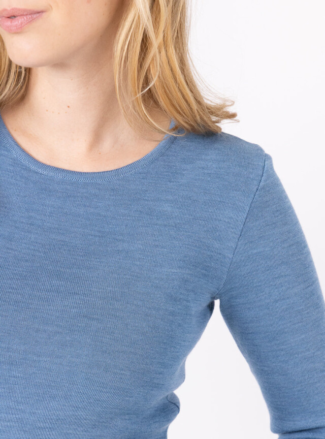 Maison-solfin - Tee-shirt thermique manches longues femme en laine merinos bleu nordique – 5