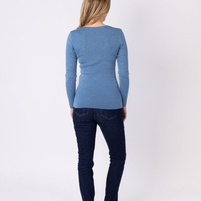 Maison-solfin - Tee-shirt thermique manches longues femme en laine merinos bleu nordique – 5