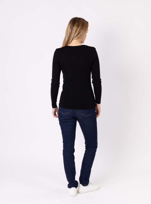 Maison-solfin - Tee-shirt thermique manches longues femme en laine merinos noir – 5