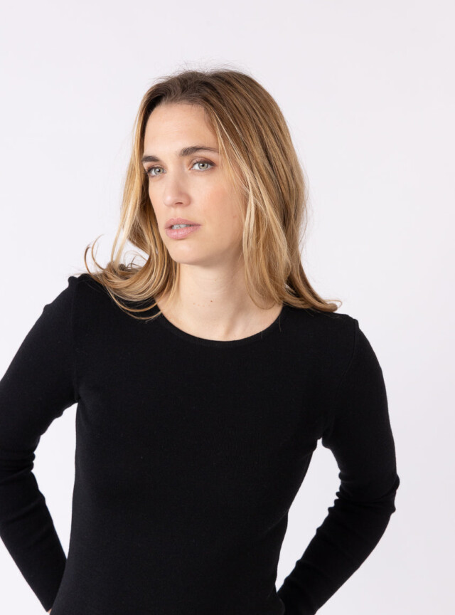 Maison-solfin - Tee-shirt thermique manches longues femme en laine merinos noir – 5