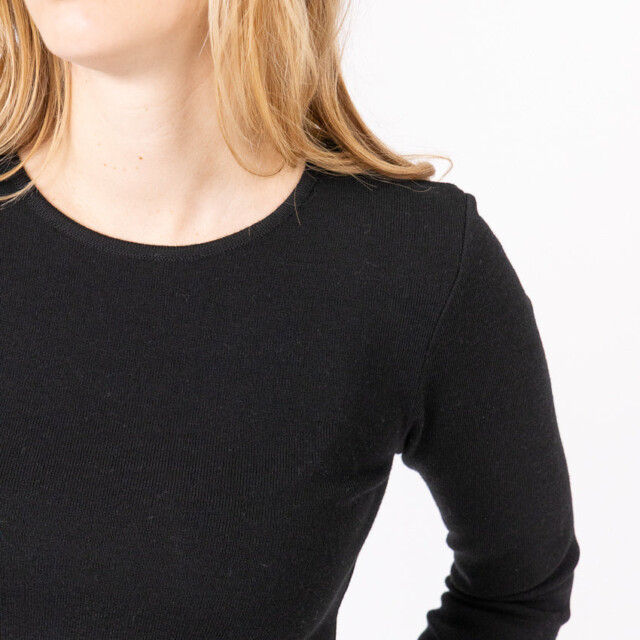 Maison-solfin - Tee-shirt thermique manches longues femme en laine merinos noir – 5