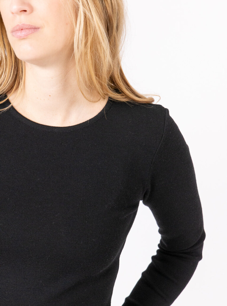 Maison-solfin - Tee-shirt thermique manches longues femme en laine merinos noir – 5
