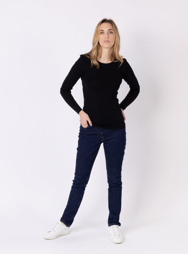 Maison-solfin - Tee-shirt thermique manches longues femme en laine merinos noir – 5