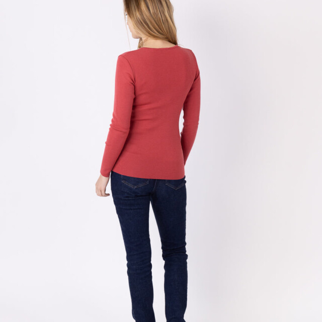 Maison-solfin - Tee-shirt thermique manches longues femme en laine merinos rouge tendre – 5