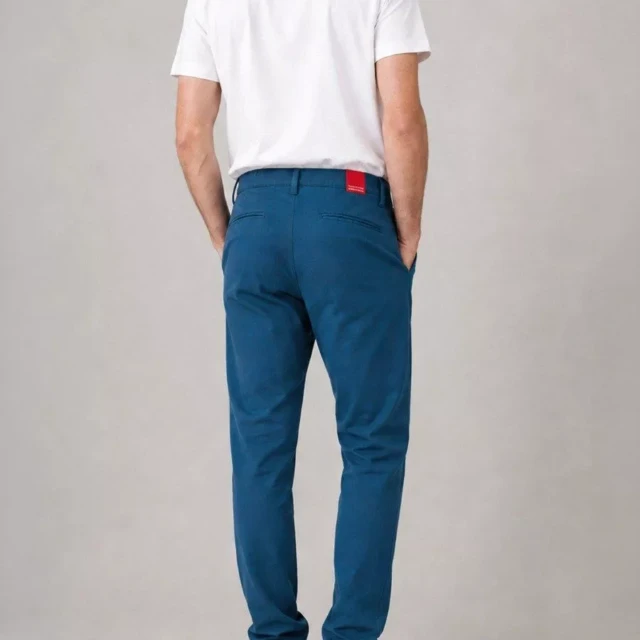 1083 - CHINO AJUSTE 163N coton bio filidenim flex uni bleu ardoise Homme