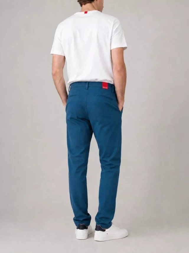 1083 - CHINO AJUSTE 163N coton bio filidenim flex uni bleu ardoise Homme