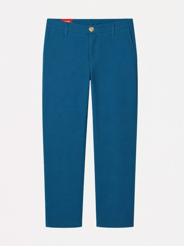 1083 - CHINO AJUSTE 163N coton bio filidenim flex uni bleu ardoise Homme