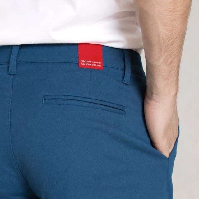1083 - CHINO AJUSTE 163N coton bio filidenim flex uni bleu ardoise Homme