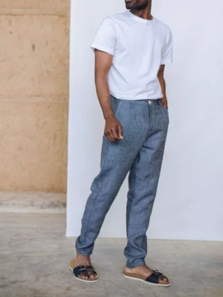 1083 - CHINO LIN CAROTTE 168N denimoriginal bleu Homme