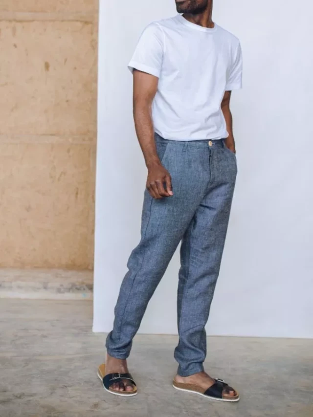 1083 - CHINO LIN CAROTTE 168N denimoriginal bleu Homme