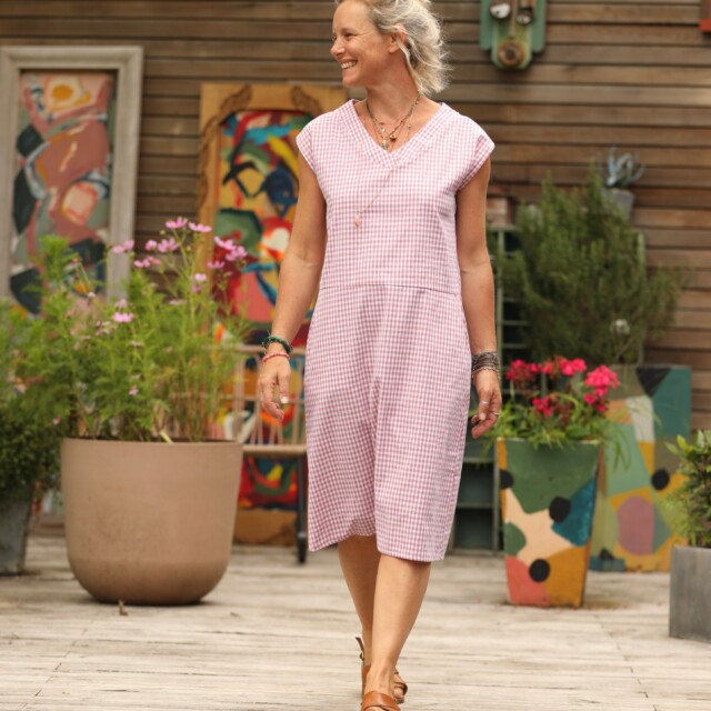 Quintessence - Robe Ivy - coton vichy rose boisé