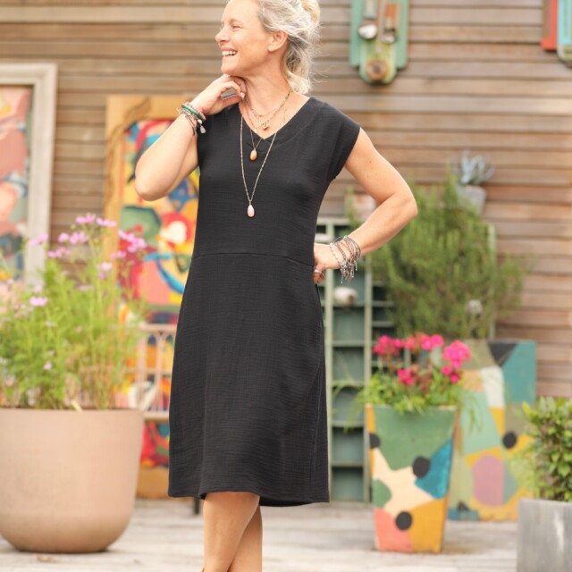 Quintessence - Robe Ivy - double gaze de coton noir