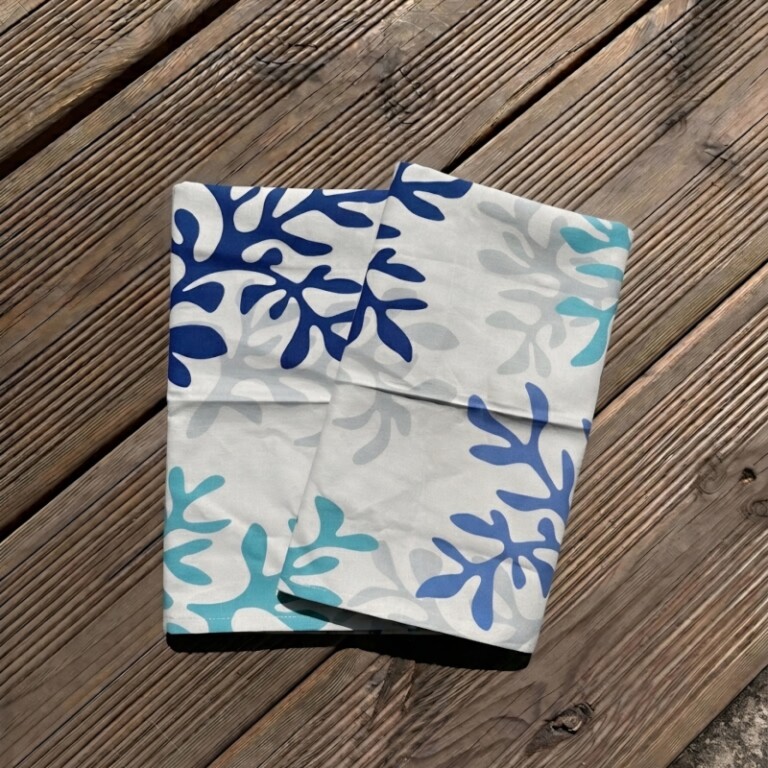 Fleur de Soleil - Serviettes Corail Bleu - Lot de 2