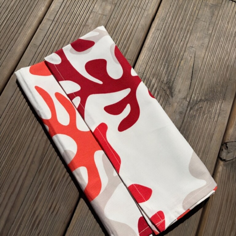 Fleur de Soleil - Serviettes Corail rouge - Lot de 2