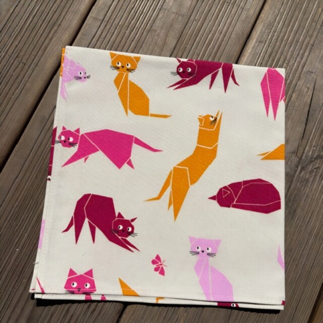 Fleur de Soleil - Serviettes de table Chats rose - Lot de 2