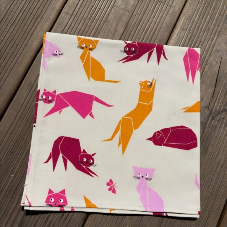 Fleur de Soleil - Serviettes de table Chats rose - Lot de 2