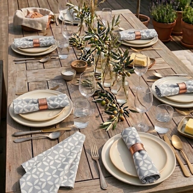 Fleur de Soleil - Serviettes de table Mosaïque Sable - Lot de 2
