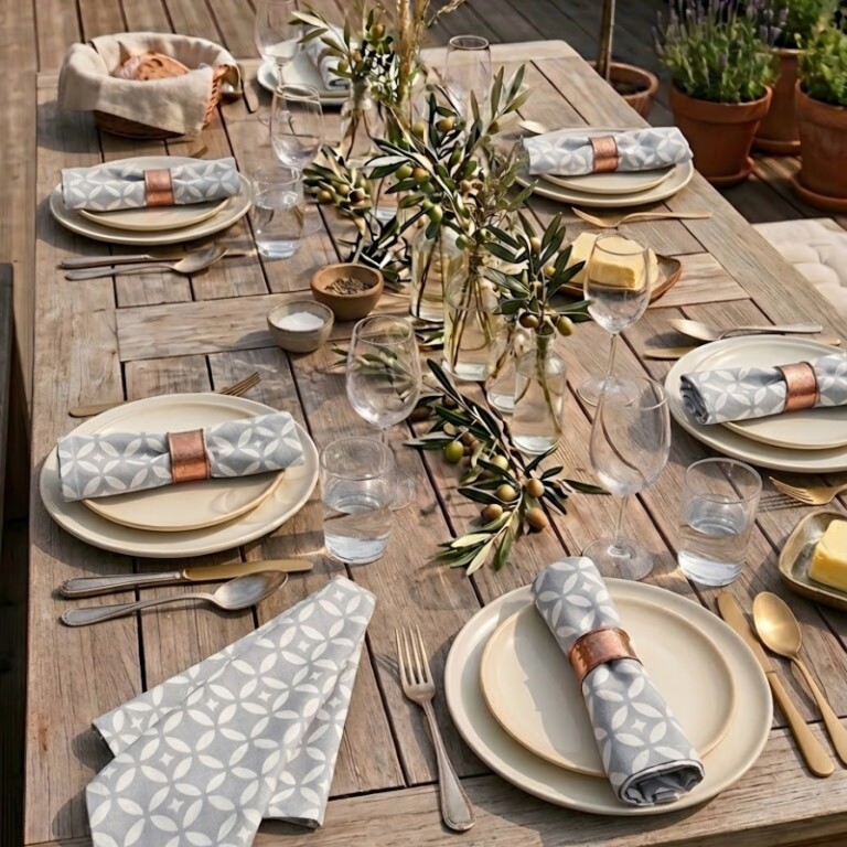 Fleur de Soleil - Serviettes de table Mosaïque Sable - Lot de 2