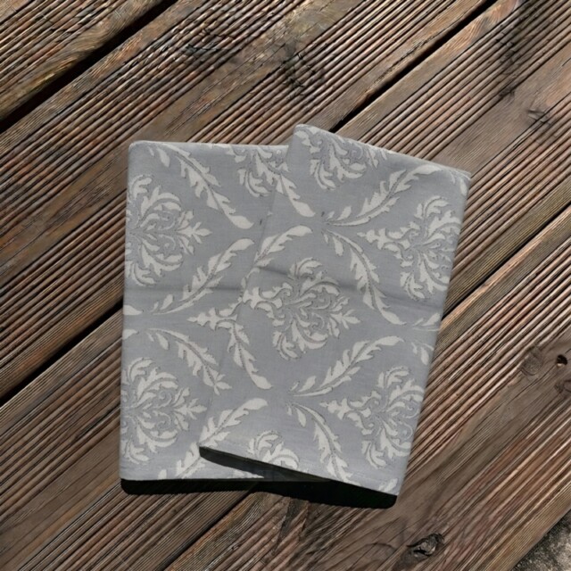 Fleur de Soleil - Serviettes Pompadour Gris - Lot de 2