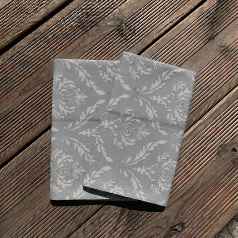 Fleur de Soleil - Serviettes Pompadour Gris - Lot de 2