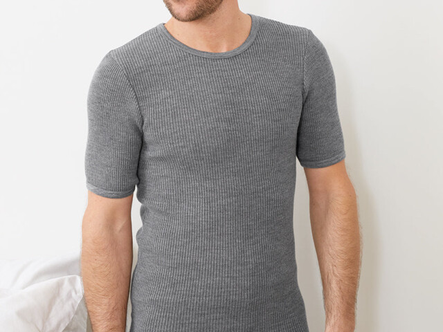 Maison-solfin - Tee-shirt thermique homme en laine gris léger – 5