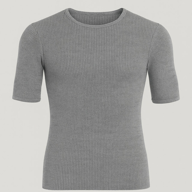Maison-solfin - Tee-shirt thermique homme en laine gris léger – 5