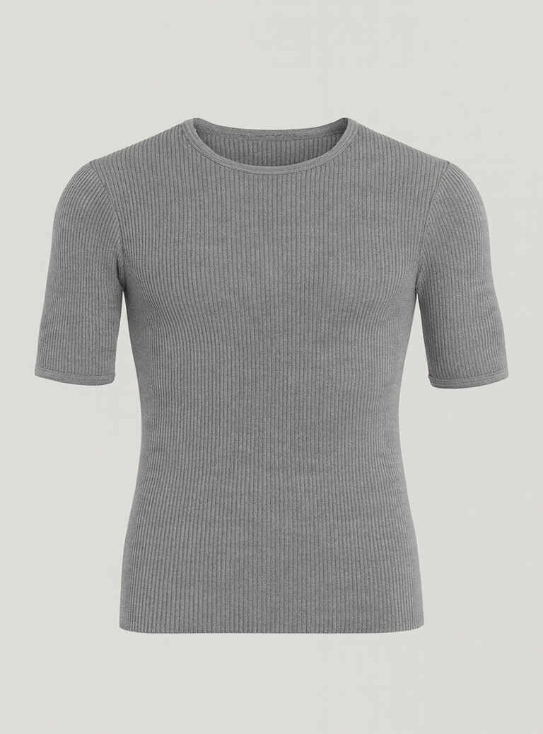 Maison-solfin - Tee-shirt thermique homme en laine gris léger – 5