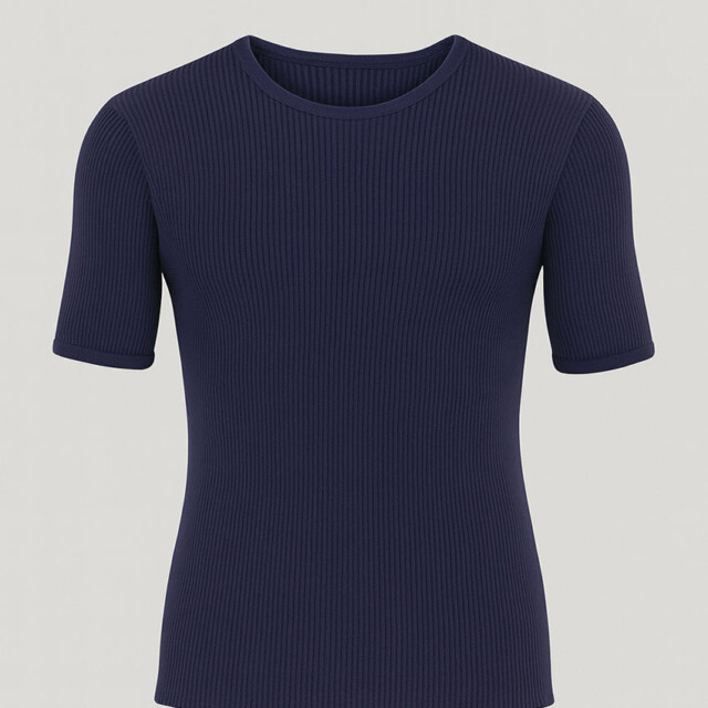 Maison-solfin - Tee-shirt thermique homme en laine bleu marine – 5