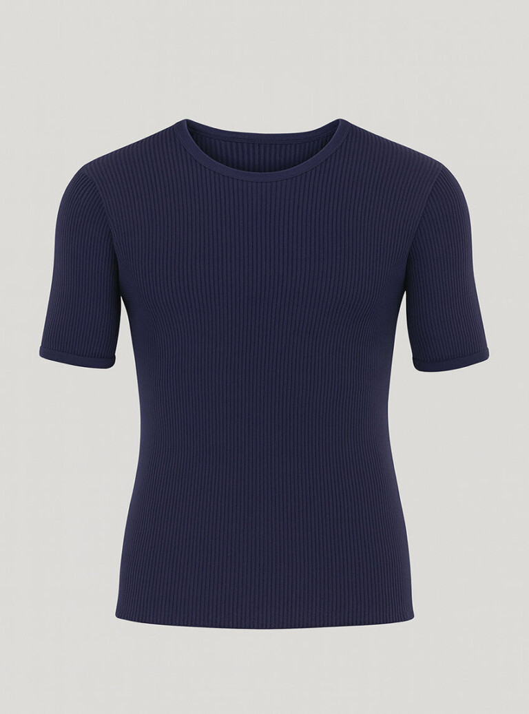 Maison-solfin - Tee-shirt thermique homme en laine bleu marine – 5