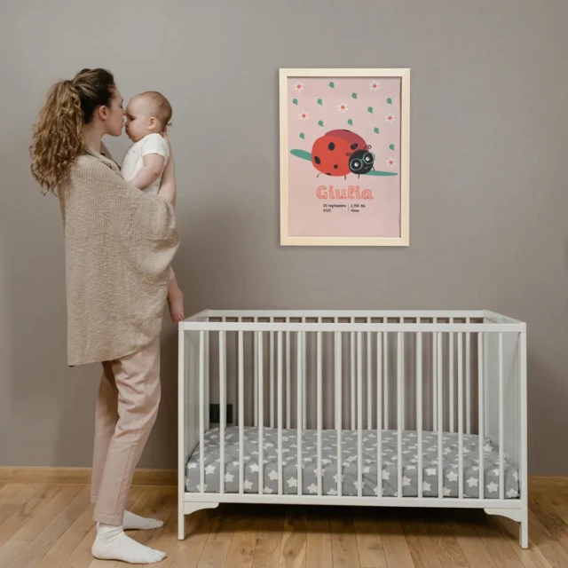 Atelier Baby’Sphère - Affiche coccinelle vintage pour chambre de bébé – 60x40cm