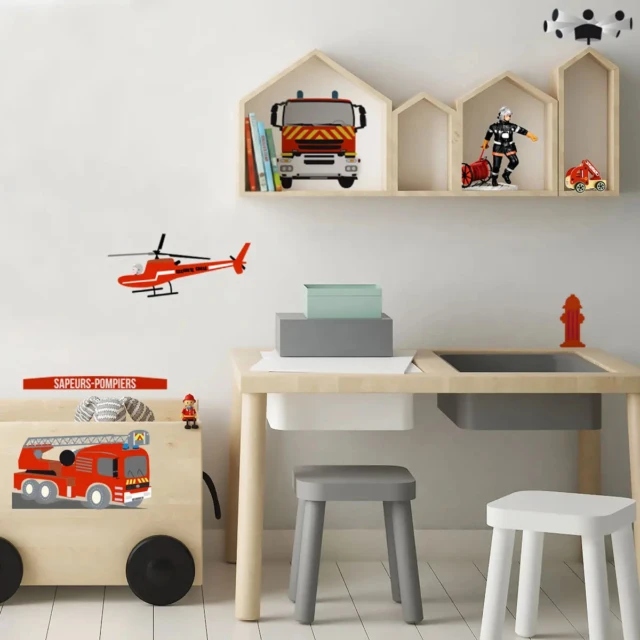 Atelier Baby’Sphère - Stickers Muraux Pompiers - Collection Sapeurs-Pompiers - Ensemble de 3 Feuilles A4