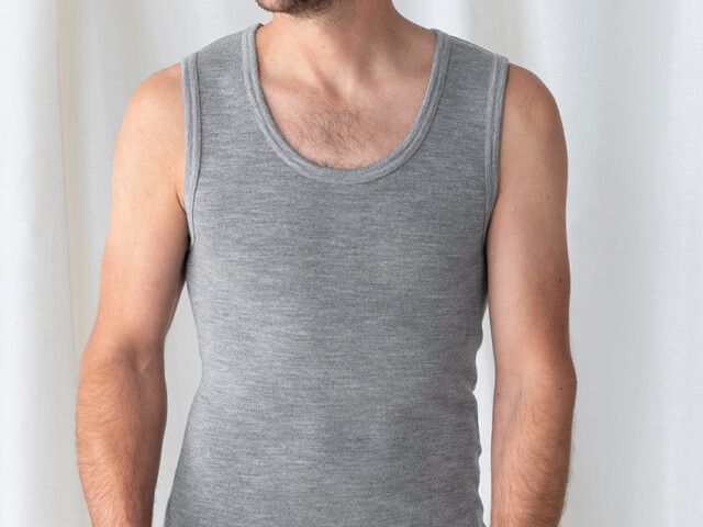 204 GRL 1 t shirt sans manches homme laine gris leger Maison-solfin - Débardeur thermique homme fin laine gris léger – 4