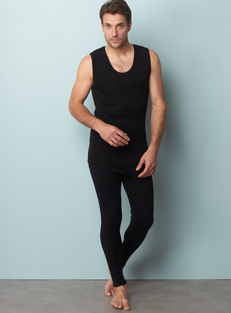 Maison-solfin - Débardeur thermique homme fin laine noir – 4