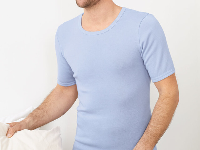 206 BLC 1 t shirt mc homme laine bleu ciel Maison-solfin - Tee-shirt thermique fin homme laine mérinos bleu ciel – 5