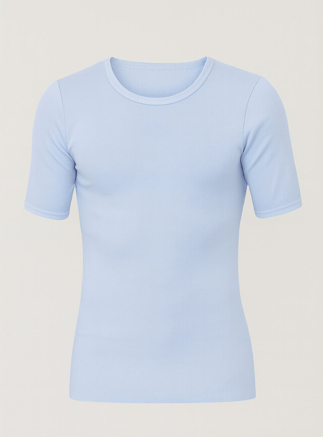 Maison-solfin - Tee-shirt thermique fin homme laine mérinos bleu ciel – 5