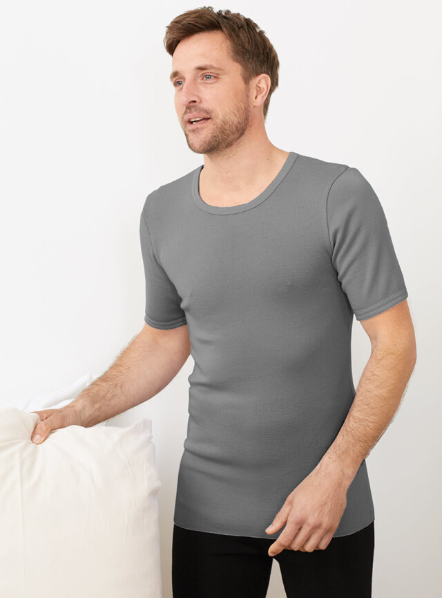 MAISON SOLFIN - Tee-shirt thermique fin homme  laine mérinos gris léger